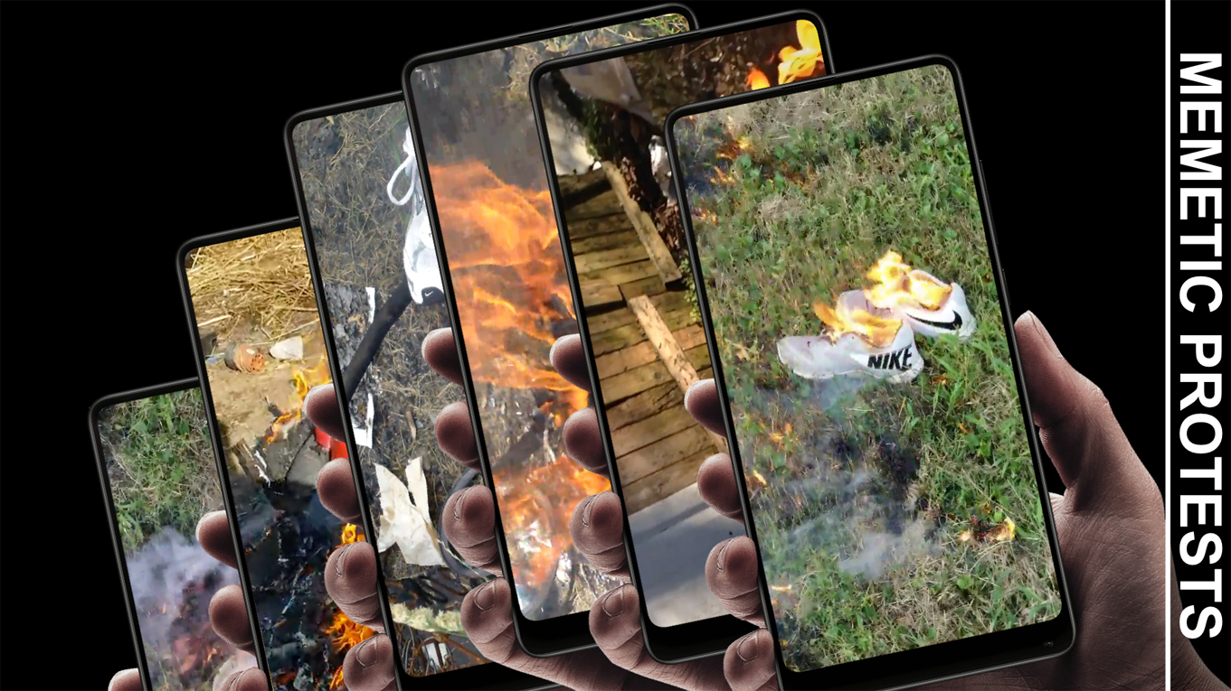 telefony z płonącymi nikami na ekranach